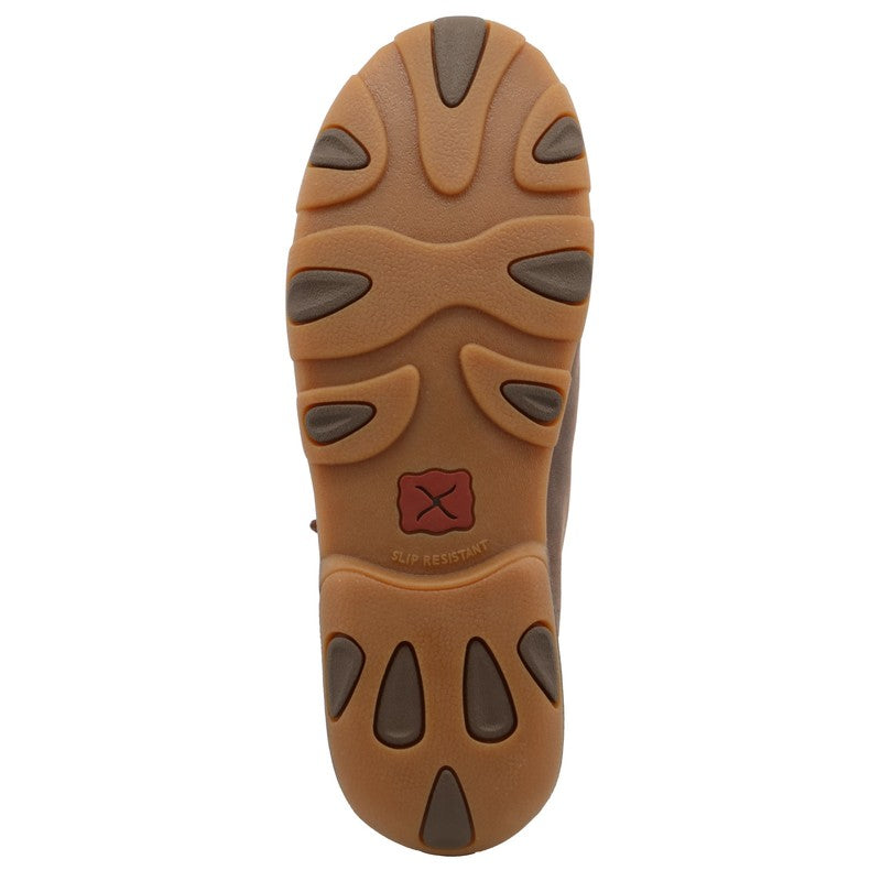 Allen's Bootery brown chukka boot showing the durable slip-resistant rubber outsole with textured grip pattern