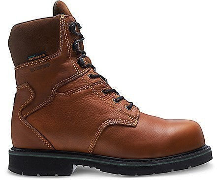 Allen's Bootery men's brown full-grain leather composite toe work boot with waterproof membrane and anti-fatigue footbed.