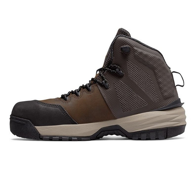 Allen's Bootery men's brown leather composite toe athletic work boots with slip-resistant rubber outsoles.