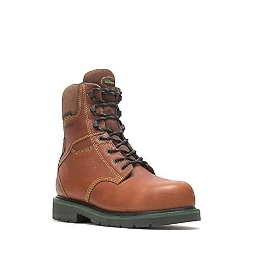 Allen's Bootery men's brown full-grain leather composite toe work boot with waterproof membrane and oil-resistant outsole.