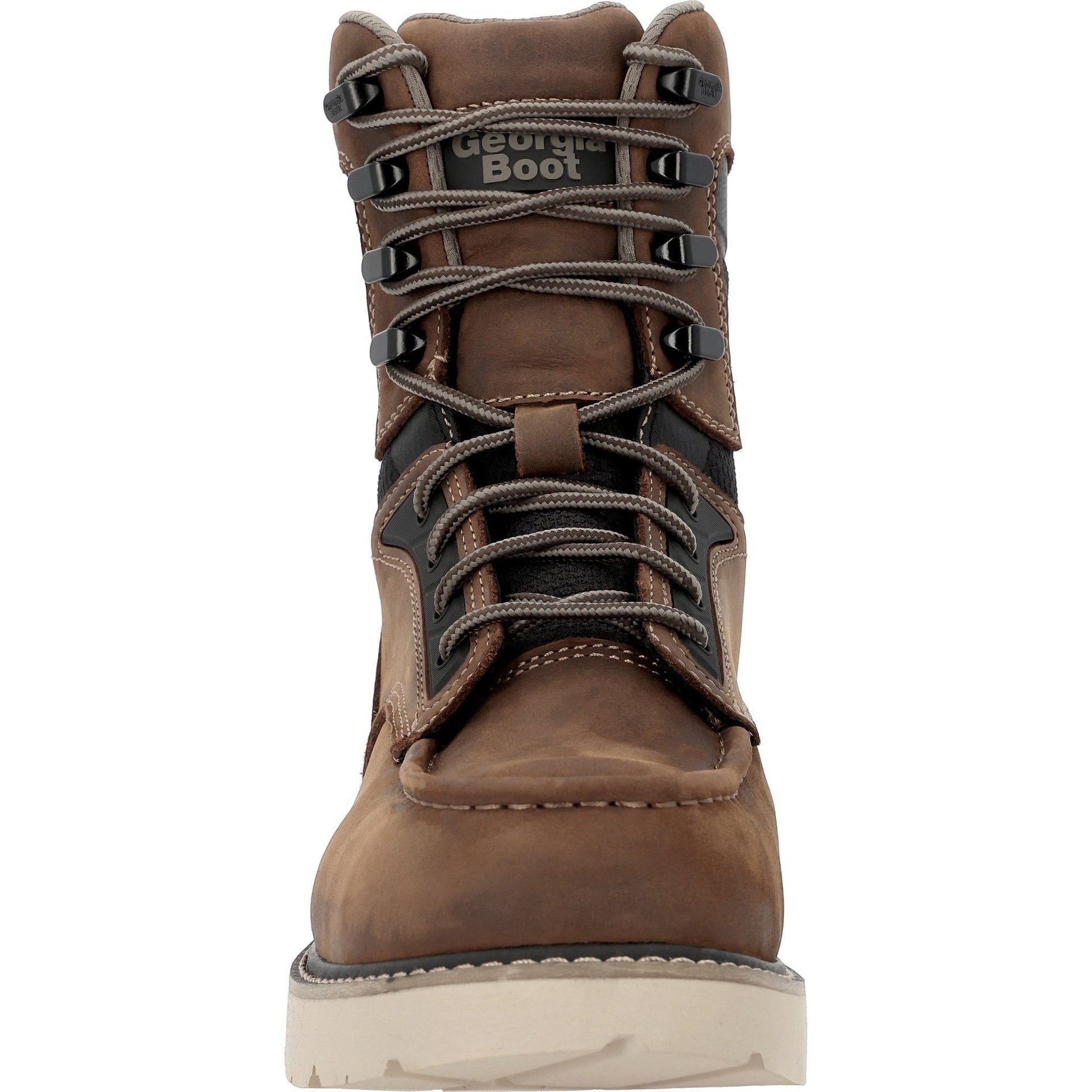 Allen's Bootery Georgia Boot Carbon Flex 8-inch brown leather moc-toe work boot with carbon safety toe and lace-up front