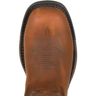 Allen's Bootery Rocky brown full-grain leather composite toe western work boot with decorative stitching
