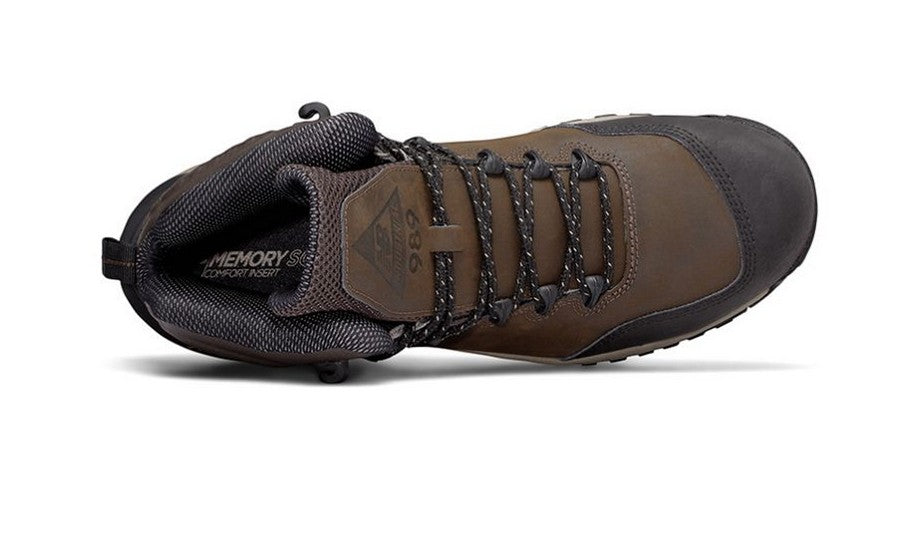 Allen's Bootery Men's 989 composite toe athletic work boots in brown leather with a top-down view.