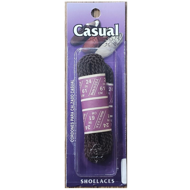 Allen's Bootery brown round braided casual shoe laces in retail packaging