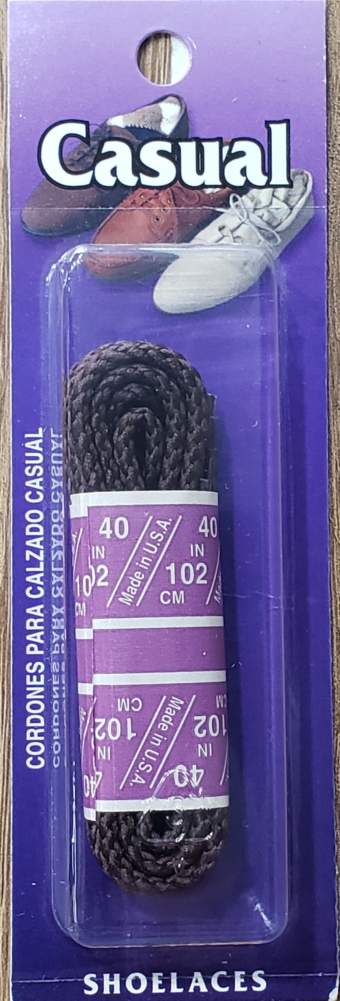 Allen's Bootery American Legacy Ultra brown round braided casual shoelaces in retail packaging