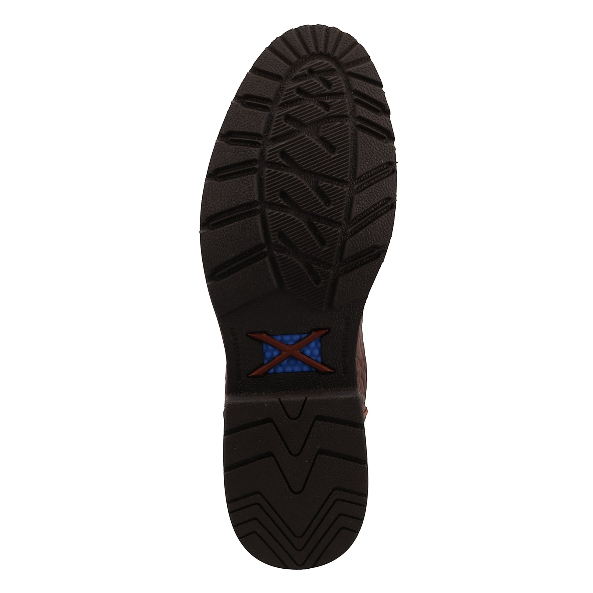 Allen's Bootery Men's 12" Western Work Boot in brown full-grain leather with composite toe, waterproof lining, and slip-resistant rubber outsole.