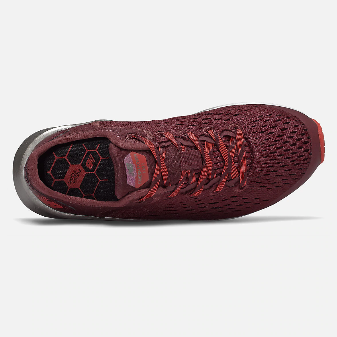 Allen's Bootery New Balance Fresh Foam Fast v1 burgundy kids' running shoe with mesh upper and cushioned midsole