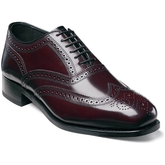 Allen's Bootery Lexington burgundy leather wingtip oxford dress shoe with intricate perfing and cushioned footbed