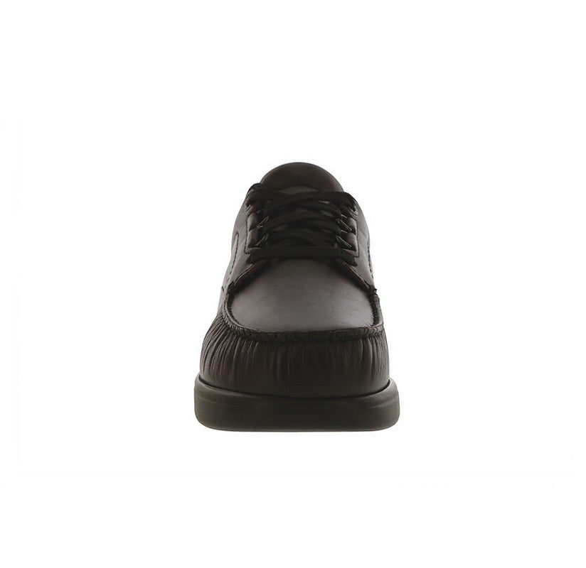 Allen's Bootery Bout Time cacao brown leather lace-up loafer with moccasin construction and flexible sole.