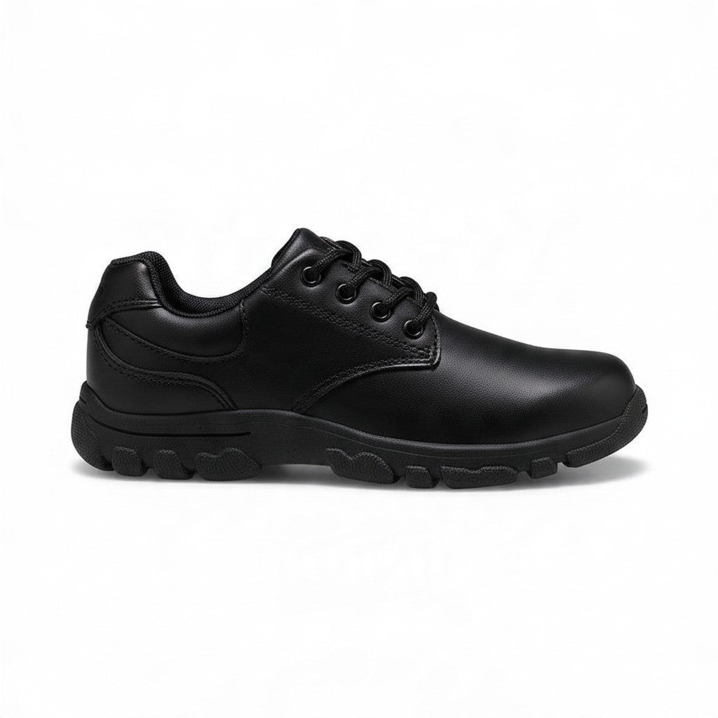 Allen's Bootery Chad black leather toddler lace-up shoe with memory foam footbed and durable rubber outsole