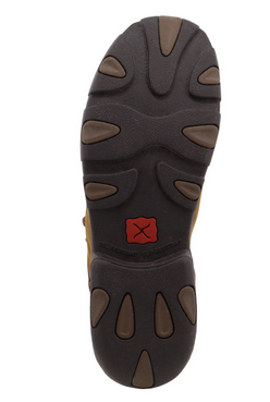 Allen's Bootery men's waterproof chukka boot showing the brown molded rubber outsole with durable tread pattern