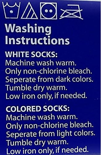 Allen's Bootery diabetic crew socks washing instructions label detailing care for white and colored socks