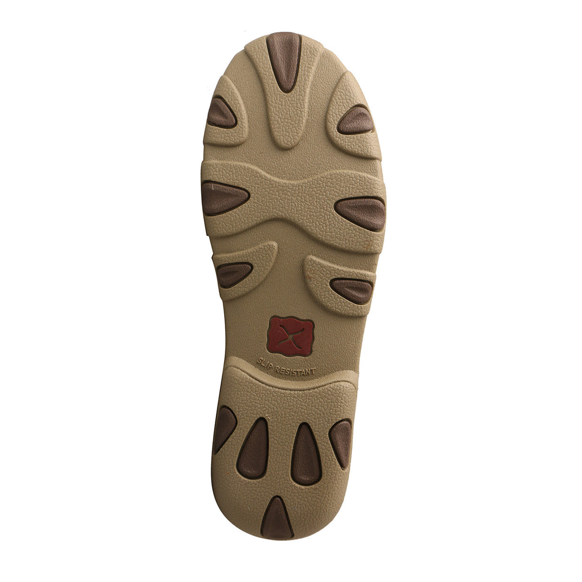 Allen's Bootery dusty tan driving moccasin rubber outsole with slip-resistant tread pattern
