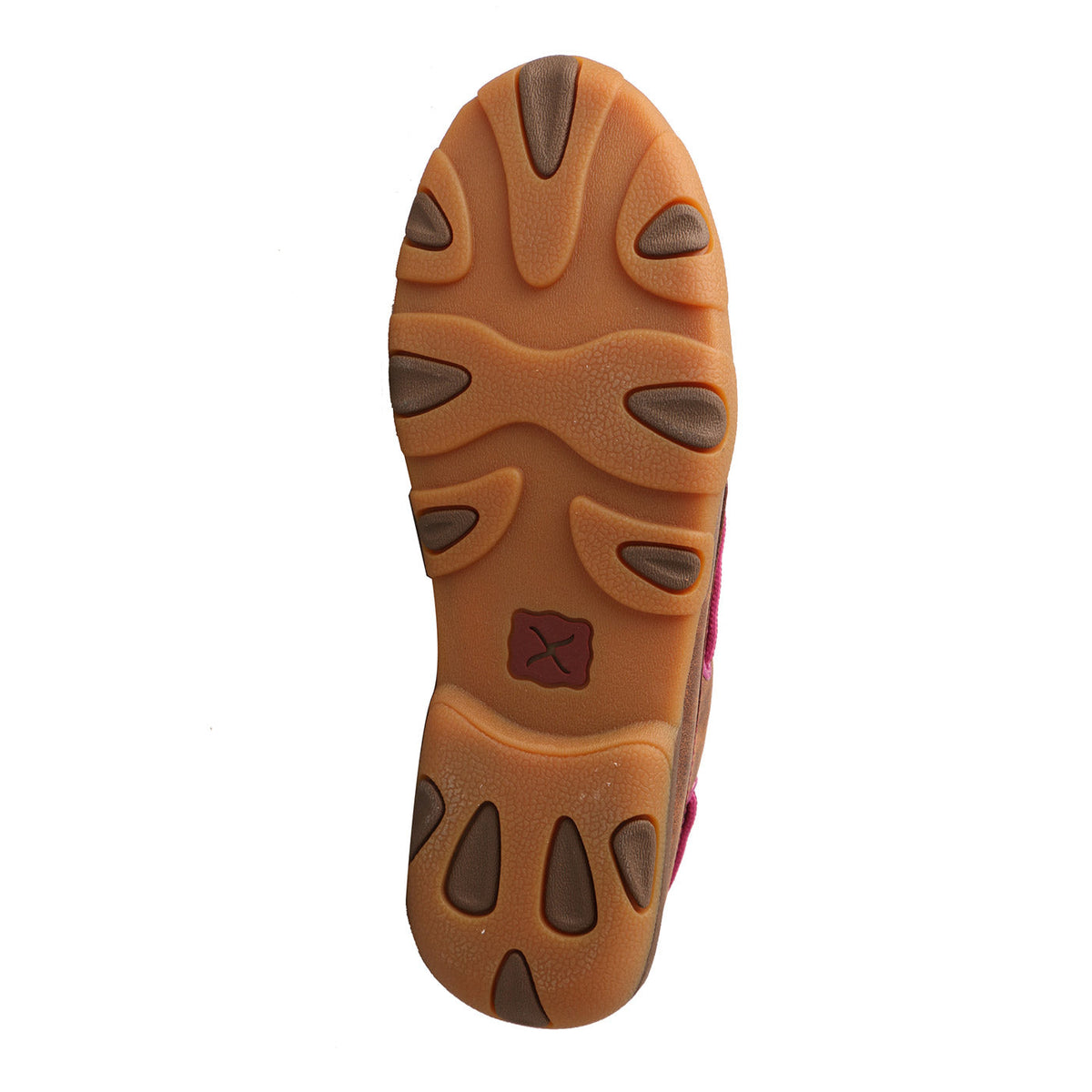 Allen's Bootery WDM0066 driving moccasin showing the durable molded rubber outsole in brown and purple