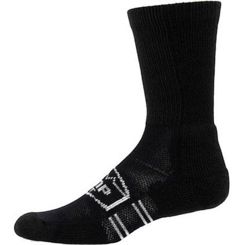 Allen's Bootery Georgia Boot AMP LT black crew socks with moisture-wicking fabric and targeted arch compression.