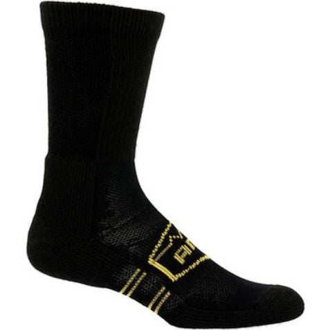 Allen's Bootery Georgia Boot AMP MAX black crew socks with moisture-wicking fabric and targeted compression support.