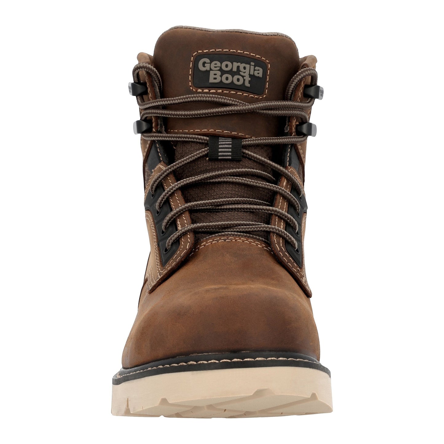 Allen's Bootery Georgia Boot Carbon Flex Wedge waterproof work boot, brown full-grain leather, 6 inches, EH rated.