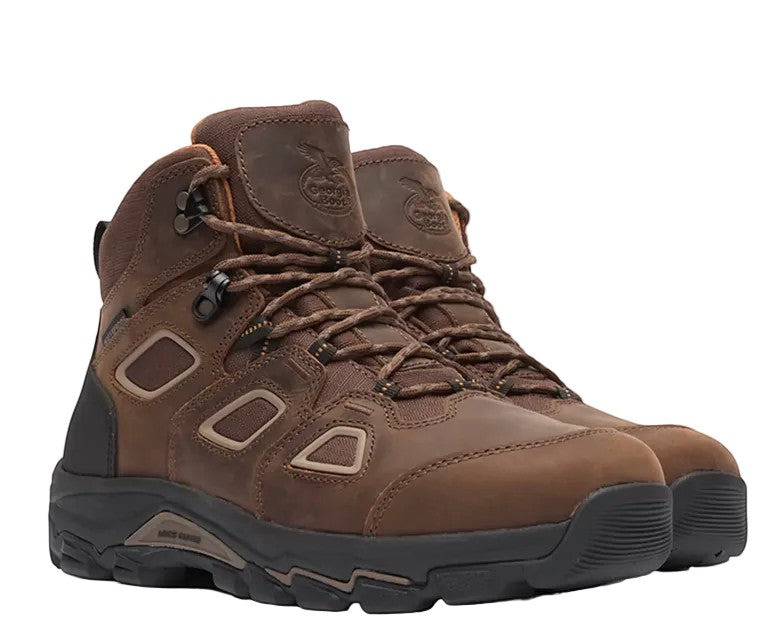 Allen's Bootery Georgia TrailPoint brown leather waterproof hiker work boot with carbon safety toe and rugged outsole.