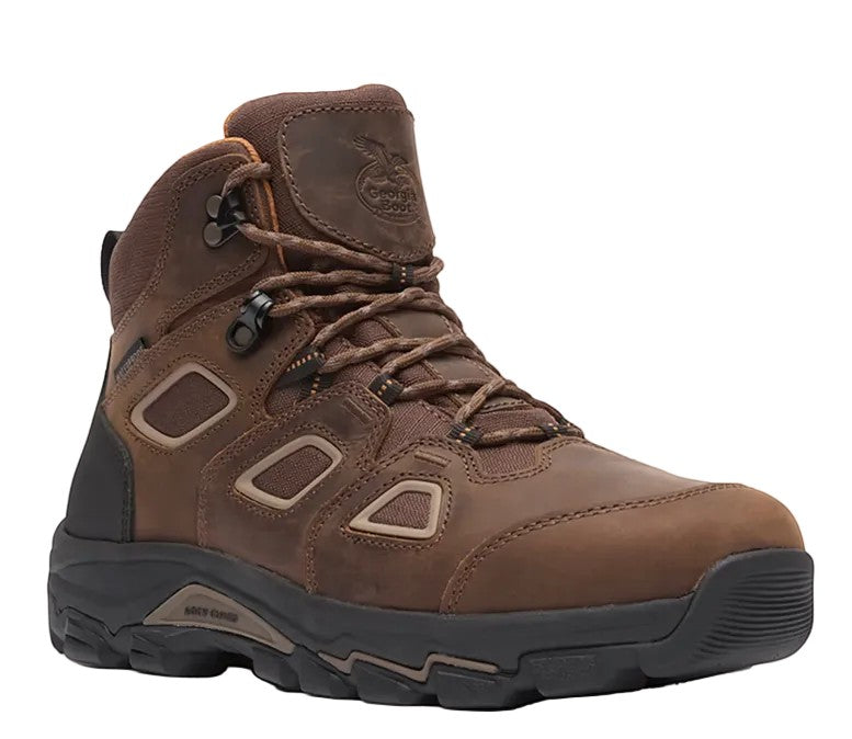Allen's Bootery brown Georgia TrailPoint hiker work boot with carbon toe, full-grain leather, and rugged outsole.