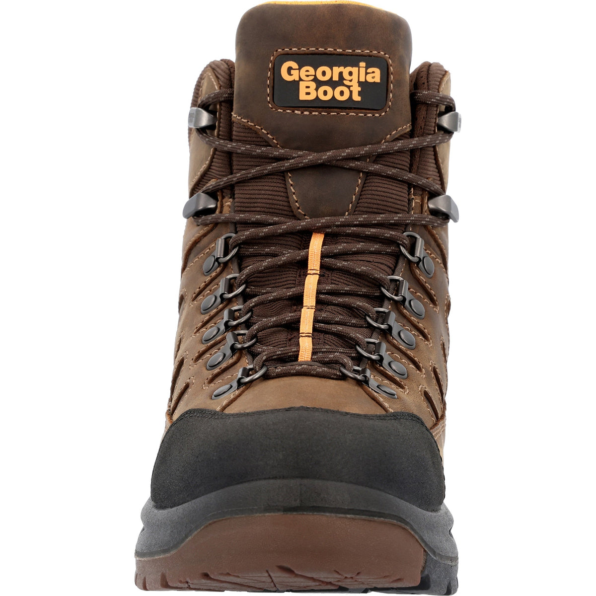 Allen's Bootery Georgia Boot waterproof hiker work boot in brown leather with black abrasion-resistant toe cap