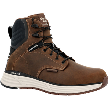Allen's Bootery Georgia Boot DuraBlend waterproof brown leather soft toe work boot with white midsole