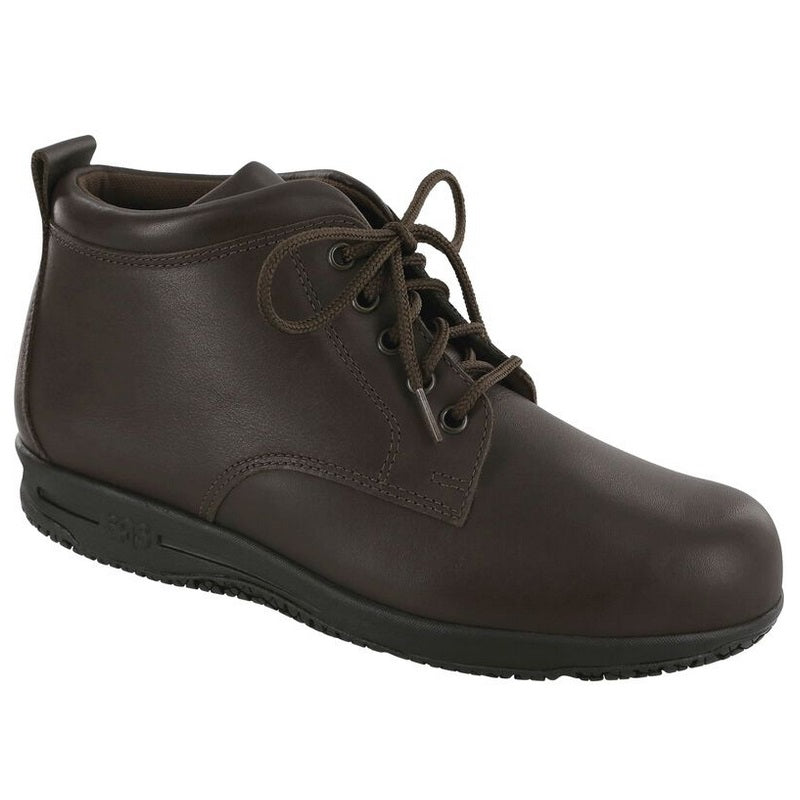 Allen's Bootery Gretchen dark brown water-resistant leather lace-up ankle boot with slip-resistant sole