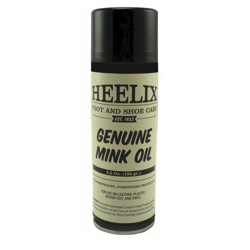 Allen's Bootery HEELIX 5.5 oz mink oil spray can for waterproofing and conditioning leather and vinyl footwear