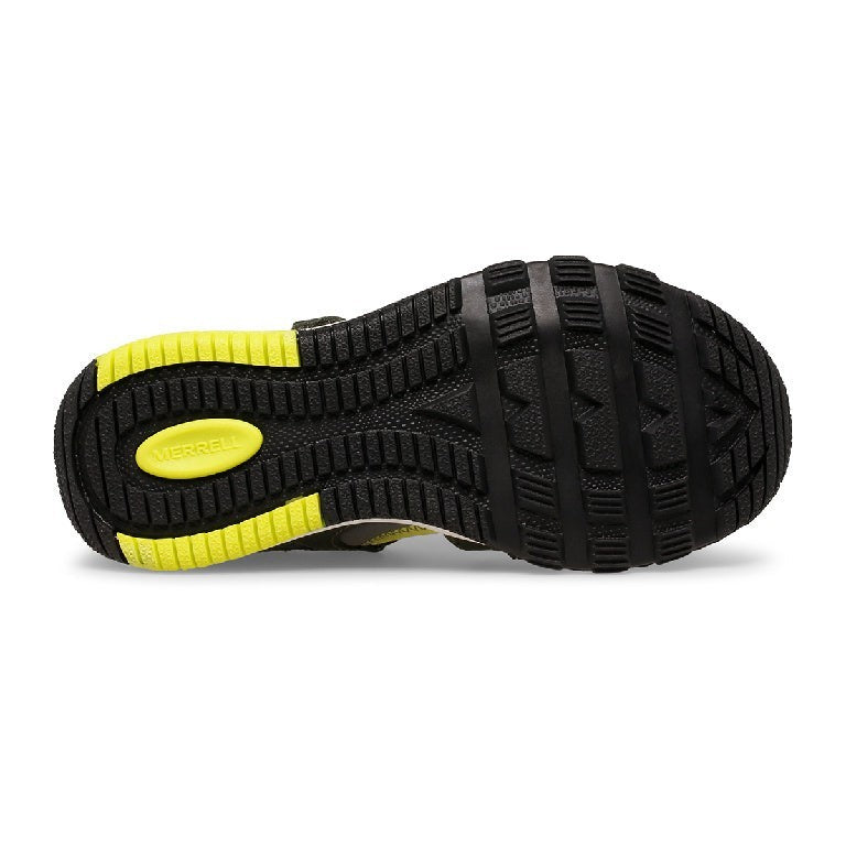 Allen's Bootery Hydro Free Roam water shoe showing the flexible black and lime green treaded outsole