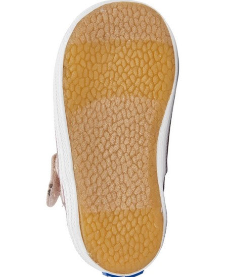 Allen's Bootery infant Champion Leopard shoe showing the textured rubber outsole for traction and flexibility