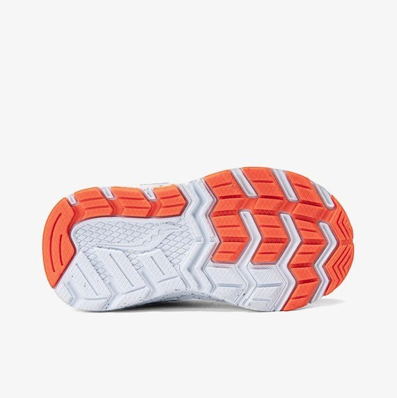 Allen's Bootery Infants / Toddlers Wind 3.0 Jr. black and grey sneakers with orange sole detail.
