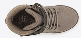 Allen's Bootery Jill leopard toddler boots in neutral beige with hook-and-loop closure and memory foam footbed
