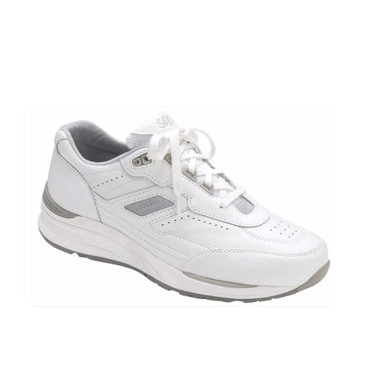 Allen's Bootery Journey white leather men's active shoe with cushioned footbed and flexible gripped outsole