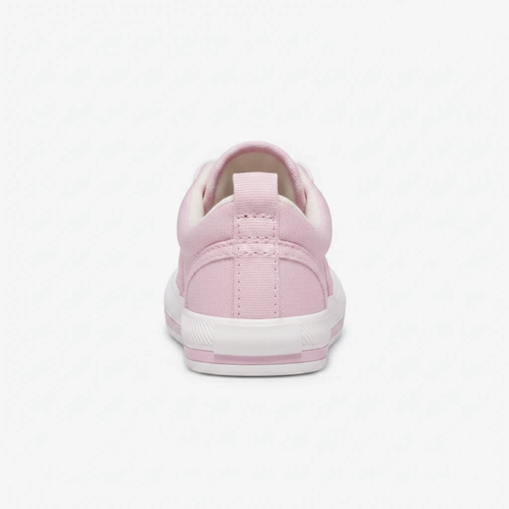 Allen's Bootery Keds Graham pink toddler sneaker, back view showing durable rubber outsole and stretch textile upper.