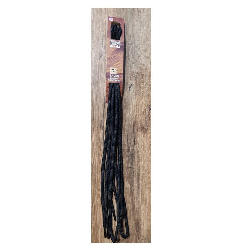 Allen's Bootery 72-inch black Kevlar-reinforced tactical hiking boot laces in retail packaging.