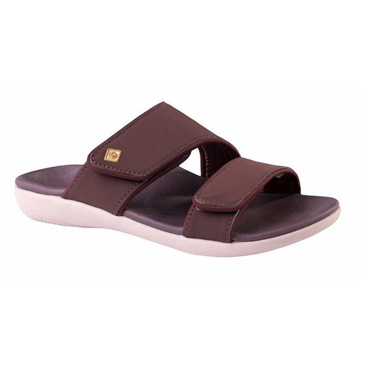 Allen's Bootery Kholo Nuevo French Roast orthotic sandal with adjustable straps and a contoured footbed.