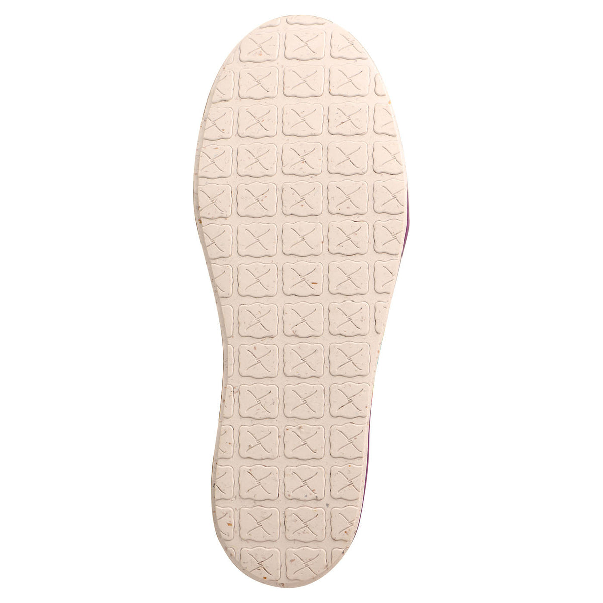 Allen's Bootery Twisted X Kicks tie-dye shoe showing the molded rubber outsole with rice husk texture