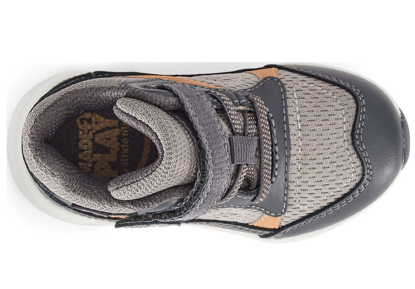 Allen's Bootery Little Kid's Made2Play Wilson Asphalt grey high-top sneaker with hook and loop closure