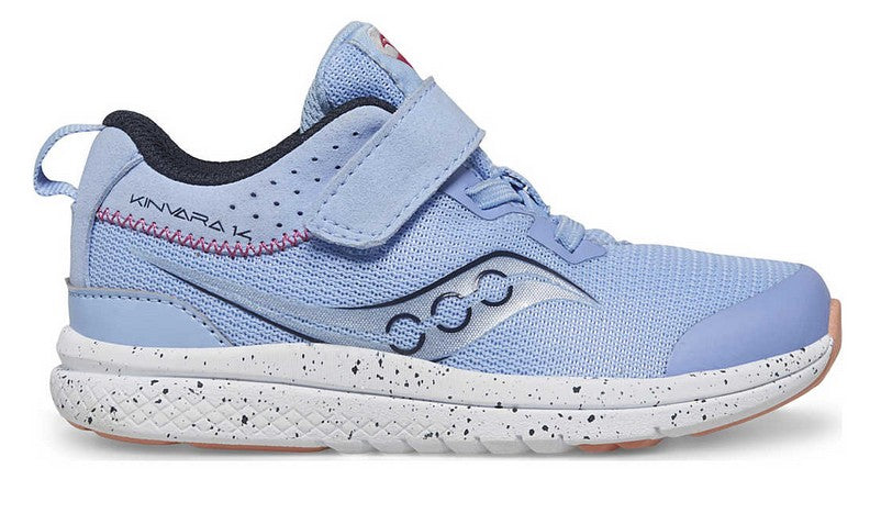Allen's Bootery light blue Kinvara 14 A/C Jr. toddler running shoe with breathable mesh and hook and loop closure.
