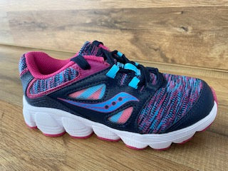 Allen's Bootery Little Kid's Kotaro navy and multi-colored mesh and leather sneaker with white EVA midsole