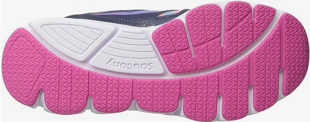 Allen's Bootery Little Kid's Kotaro sneaker showing the pink and white non-marking rubber traction outsole