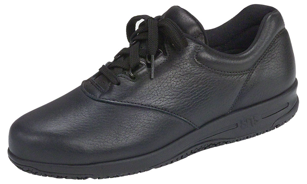 Allen's Bootery Liberty black water-resistant leather lace-up work shoe with slip-resistant sole and cushioned fit
