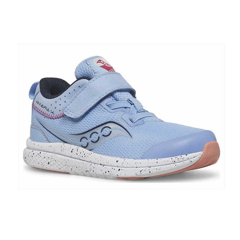 Allen's Bootery light blue Kinvara 14 A/C Jr. running shoe with mesh upper, memory foam, and hook-and-loop closure.