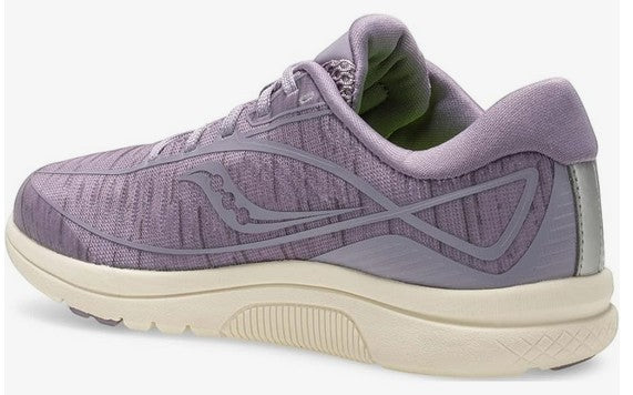 Allen's Bootery Little Kid's Kinvara Lilac running shoe with breathable mesh upper and cushioned sole.