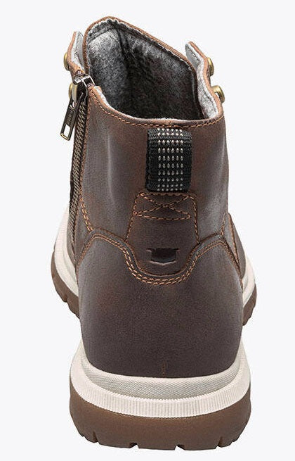 Allen's Bootery Lookout plain toe lace up boot in light brown with side zipper and durable rubber sole