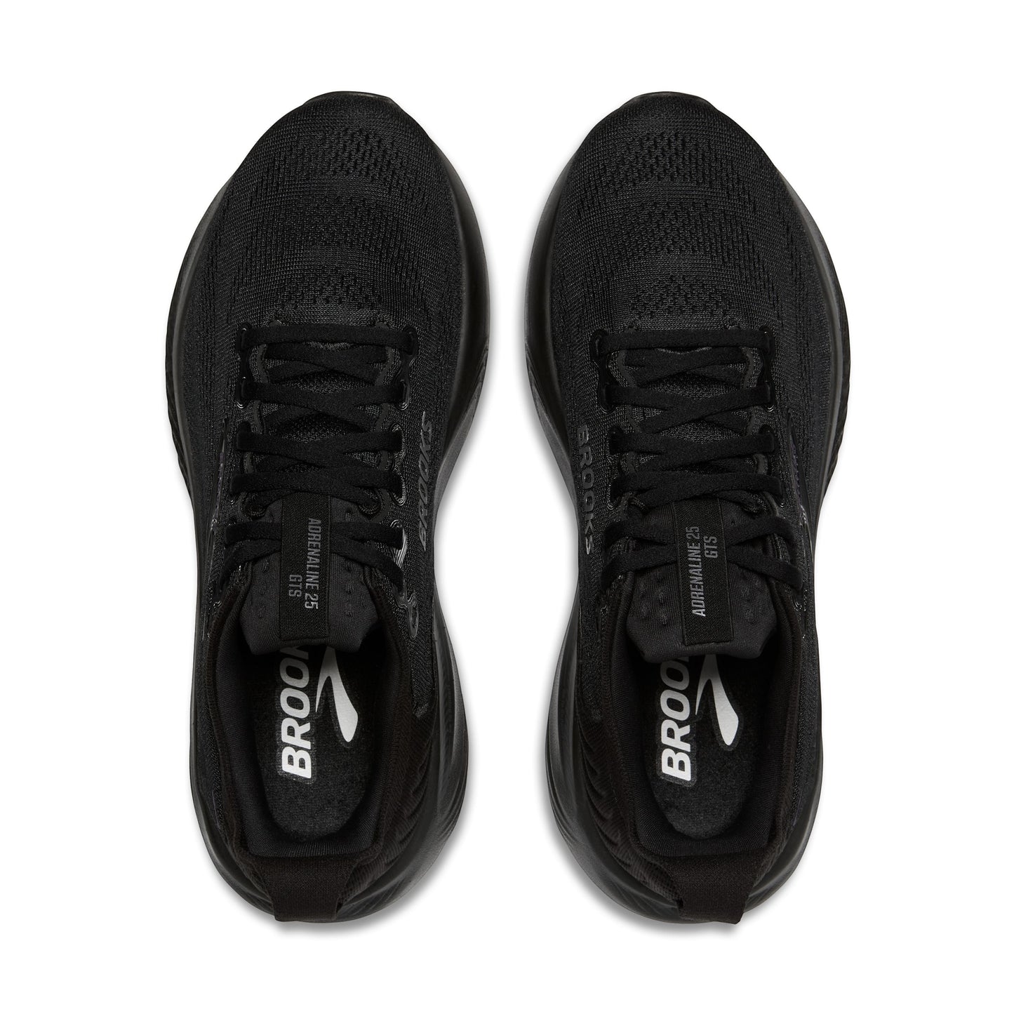 Allen's Bootery Men's Adrenaline 25 black running shoes with mesh uppers and cushioned soles.