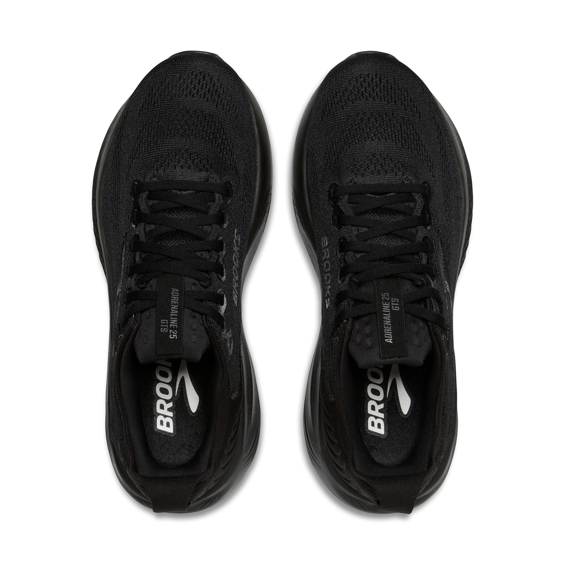 Allen's Bootery Men's Adrenaline 25 black running shoes with mesh uppers and cushioned soles.