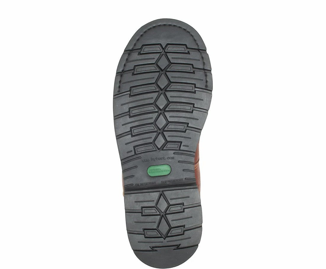Allen's Bootery Men's K24181 brown leather composite toe work boot sole with oil and slip resistant features.