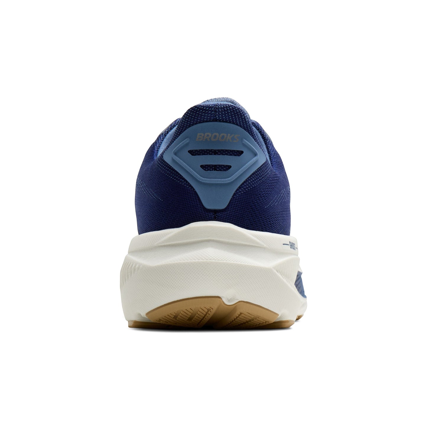 Allen's Bootery Men's Ghost 17 blue mesh running shoes with white midsole and gum sole. Certified Carbon Neutral.