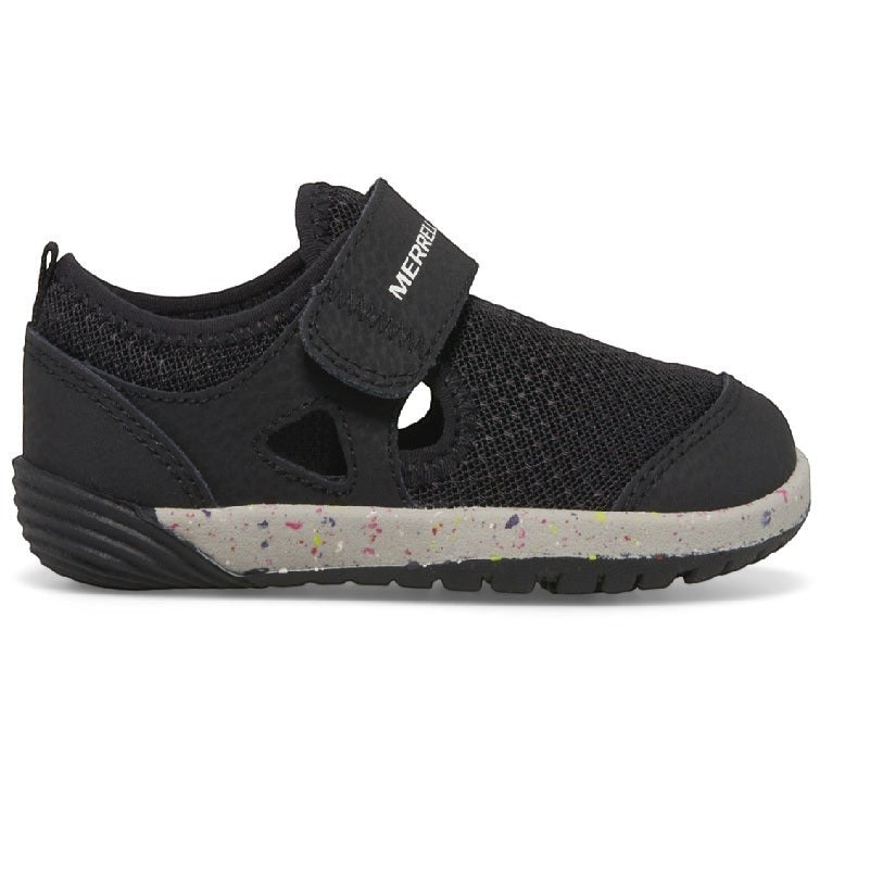 Allen's Bootery Merrell Bare Steps H2O black toddler water shoe with velcro strap and speckled rubber sole