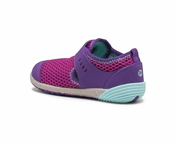 Allen's Bootery Merrell Bare Steps H2O purple and turquoise toddler water sneaker with flexible rubber outsole